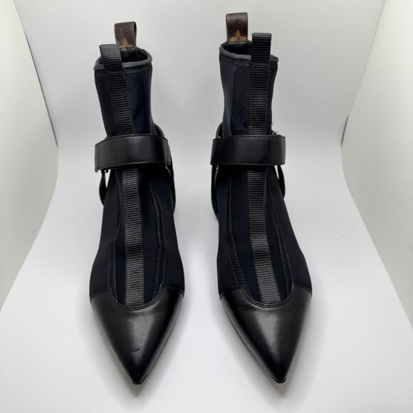 Louis Vuitton Neoprene Deep Sea Strap Ankle Boot Leather Pointed Toe Black EU 38 - Picture 4 of 11